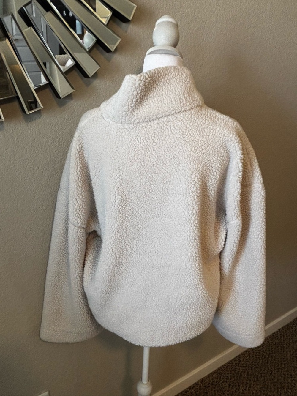 Lange Cream Sherpa Turtleneck Pullover